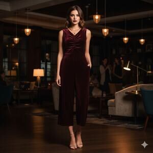 Rebecca Taylor Bordeaux Velvet Jumpsuit